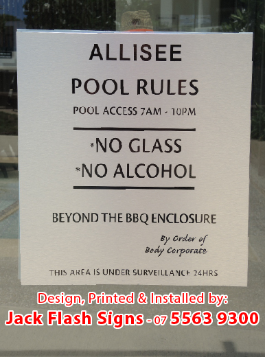 Body Corporate Pool Rules Signs Jack Flash Signs